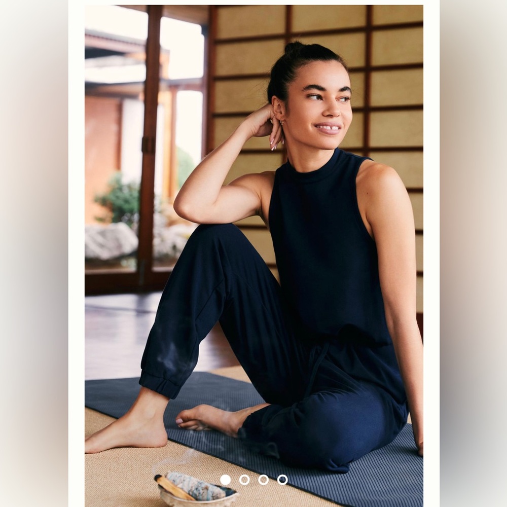 NWT Sweaty Betty Women's Navy Blue Kaya Jumpsuit Lounge